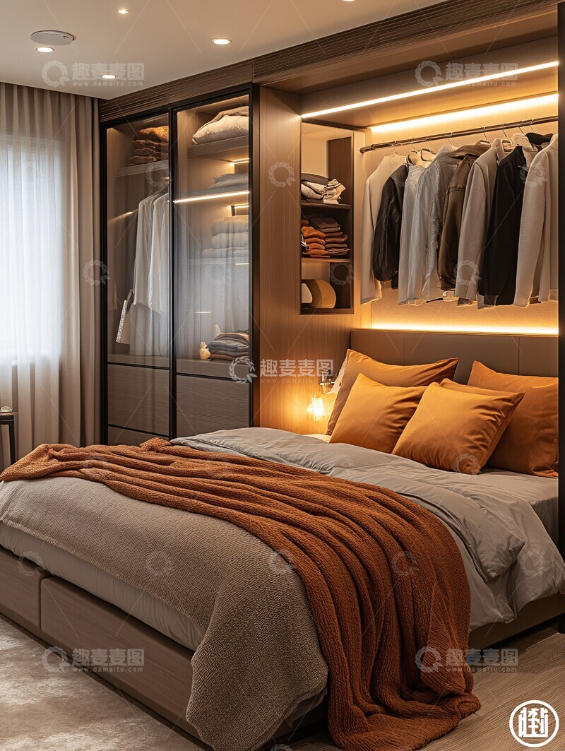 高清大图下载【趣麦麦图】黑色玻璃衣帽间1