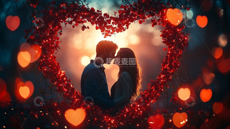 高清大图下载【趣麦麦图】红心相框牵手恋人2