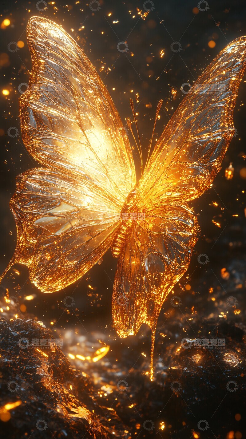 高清大图下载【趣麦麦图】黄金蝴蝶晶体