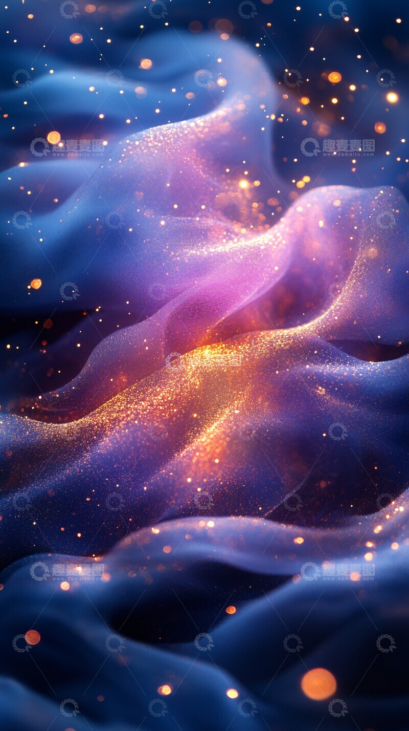高清大图下载【趣麦麦图】水彩波浪金色星点1
