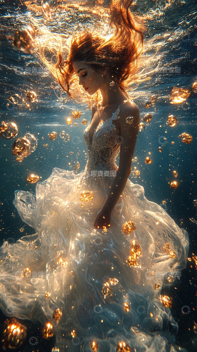 高清大图下载【趣麦麦图】光影女子河面