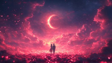心形云朵月下恋人3