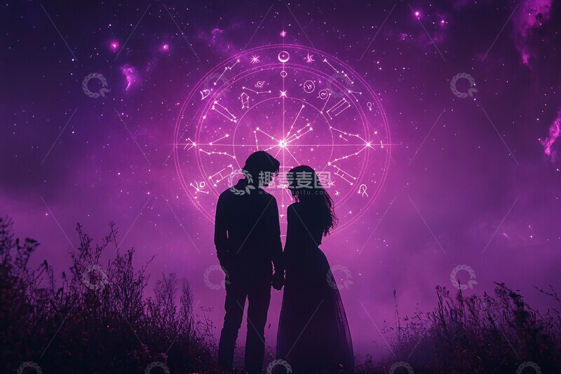 高清大图下载【趣麦麦图】星象天空下的牵手1