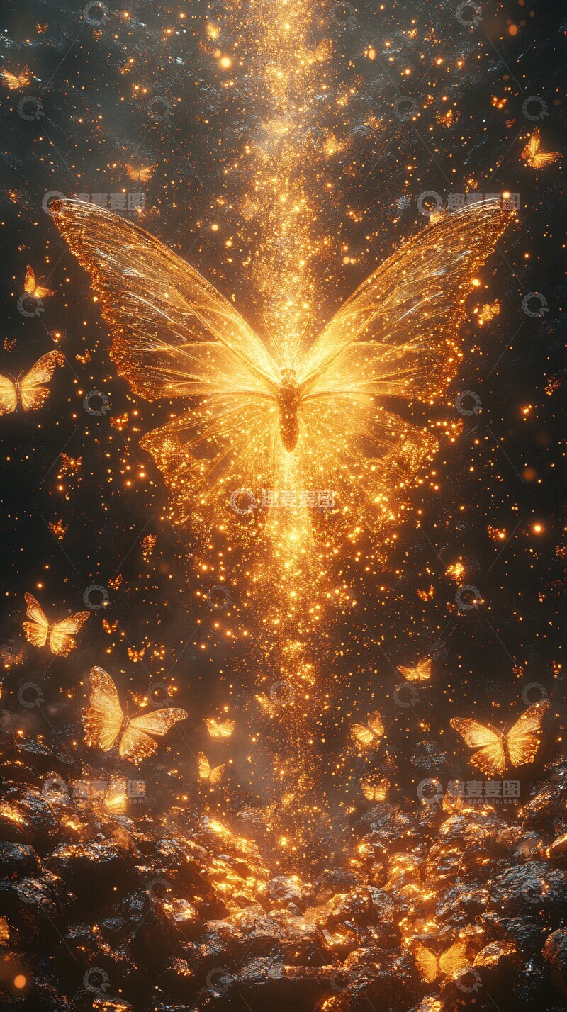 高清大图下载【趣麦麦图】黄金蝴蝶晶体1