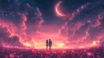心形云朵月下恋人2
