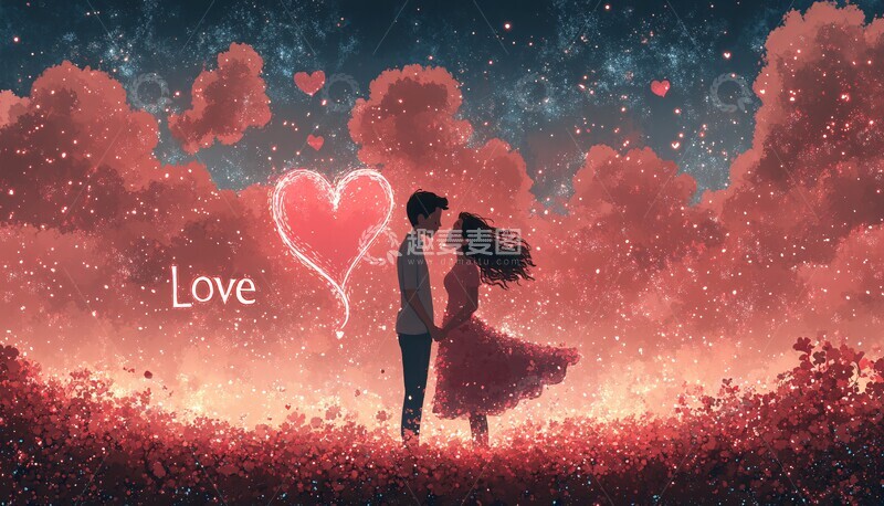 高清大图下载【趣麦麦图】梦幻恋人相视