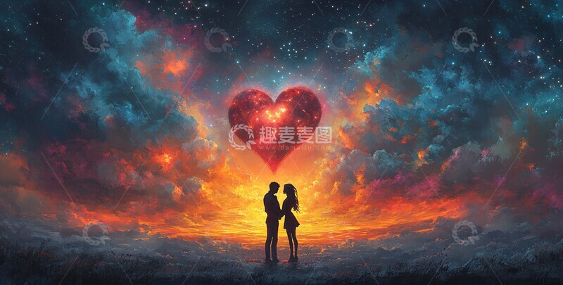 高清大图下载【趣麦麦图】云中相拥的二人2