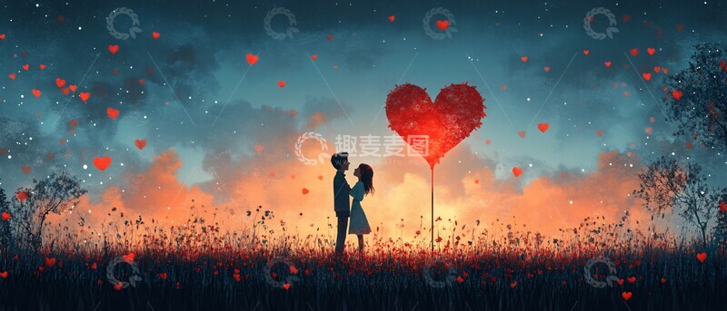 高清大图下载【趣麦麦图】情人节爱心气球5