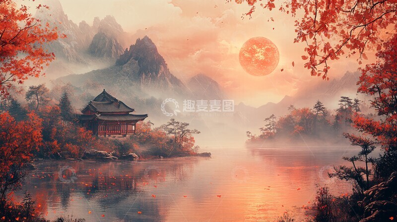 高清大图下载【趣麦麦图】韩国传统风景纹理3