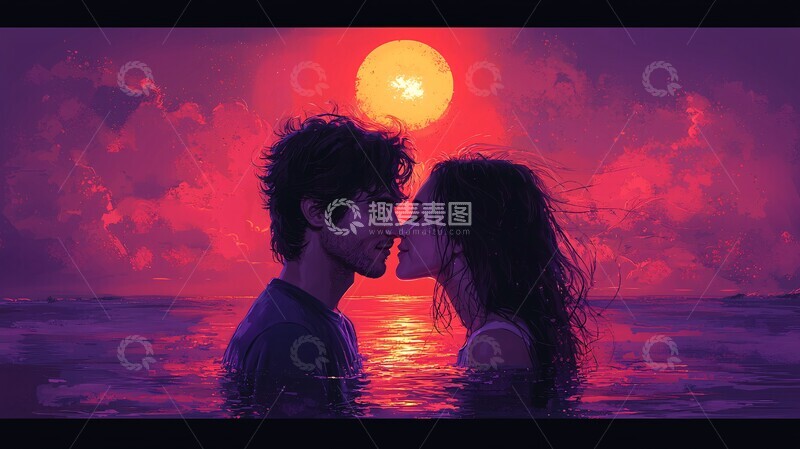 高清大图下载【趣麦麦图】初恋夕阳之吻2