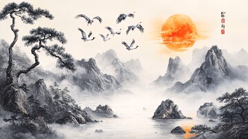 四季山水图四季山水松树3