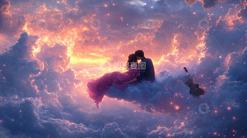 高清大图下载【趣麦麦图】云端浮床情侣3