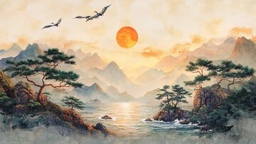 四季山水图四季山水松树2