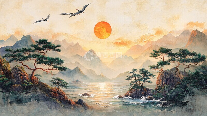 四季山水图四季山水松树2