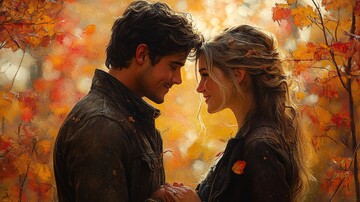 秋日下午牵手情侣