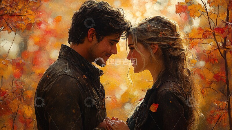 高清大图下载【趣麦麦图】秋日下午牵手情侣