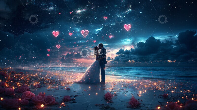 高清大图下载【趣麦麦图】白色沙滩上的婚礼3