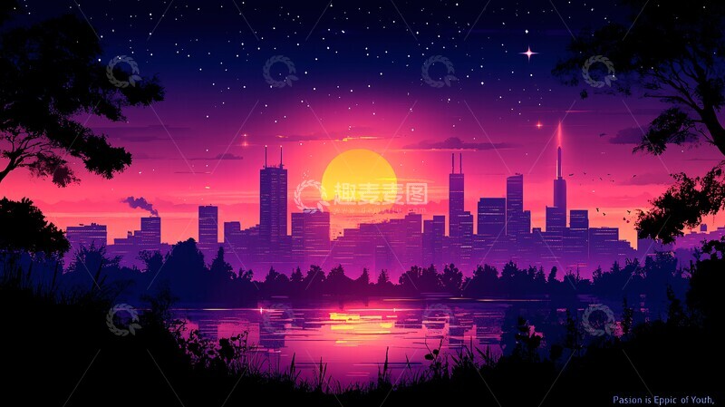 高清大图下载【趣麦麦图】青年热情城市星夜