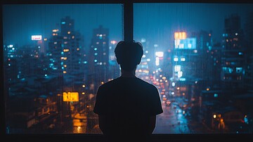 亚洲男子窗前景1