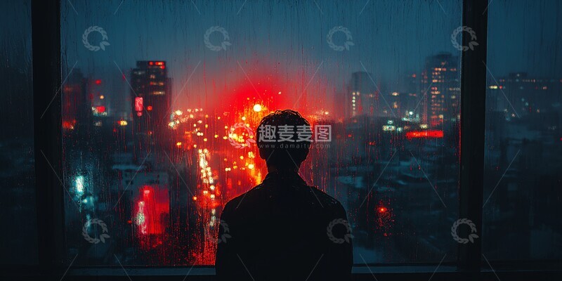 高清大图下载【趣麦麦图】雨中酒店眺望1