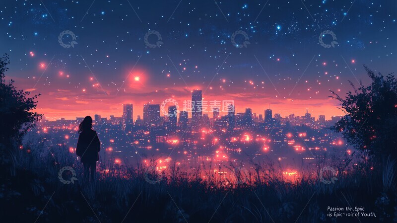 高清大图下载【趣麦麦图】青年热情城市星夜2