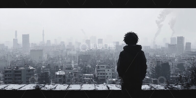 高清大图下载【趣麦麦图】孤独少年眺望2