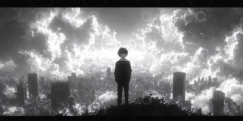 高清大图下载【趣麦麦图】孤独少年眺望3