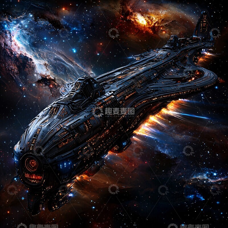 高清大图下载【趣麦麦图】巨型星舰穿越星云3