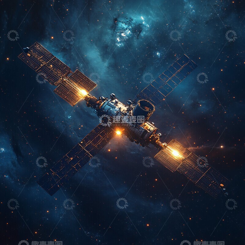 高清大图下载【趣麦麦图】太空船释放多颗卫星1