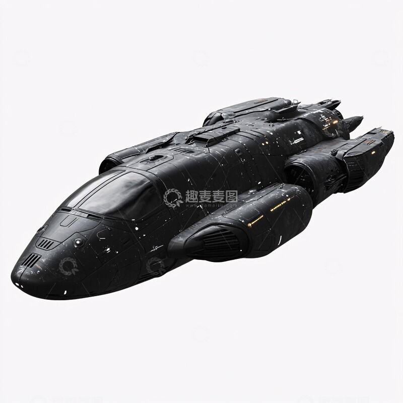 高清大图下载【趣麦麦图】黑色太空船侧面1