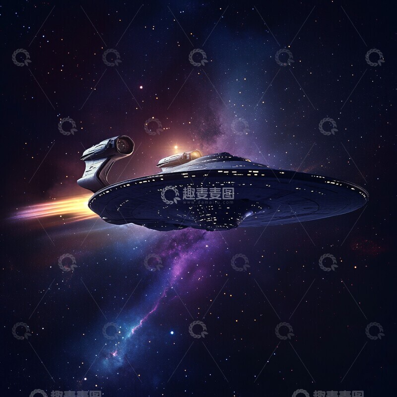 高清大图下载【趣麦麦图】星际飞船夜空航行