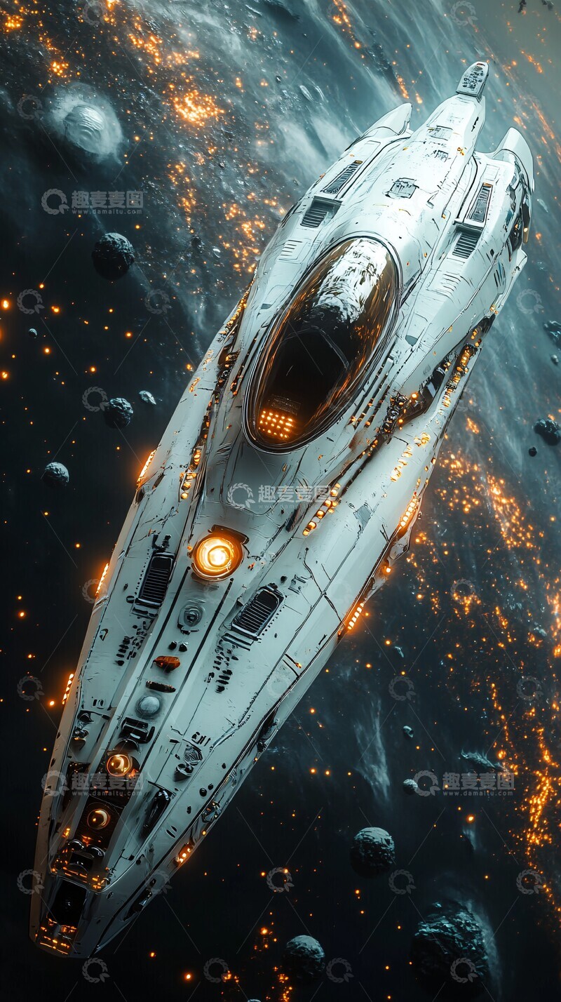 高清大图下载【趣麦麦图】白飞船黑洞穿梭3