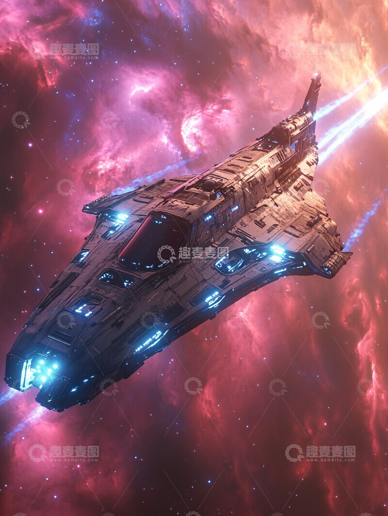 高清大图下载【趣麦麦图】星舰穿越极光