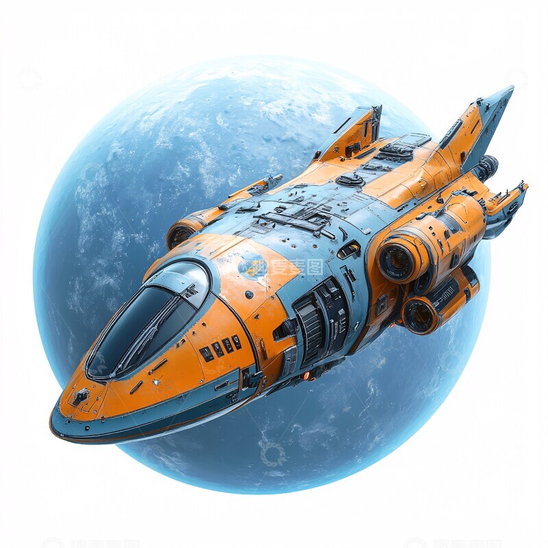 高清大图下载【趣麦麦图】飞船飞向蓝色星球2