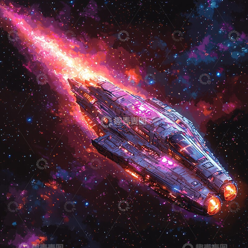 高清大图下载【趣麦麦图】紫色简约太空船