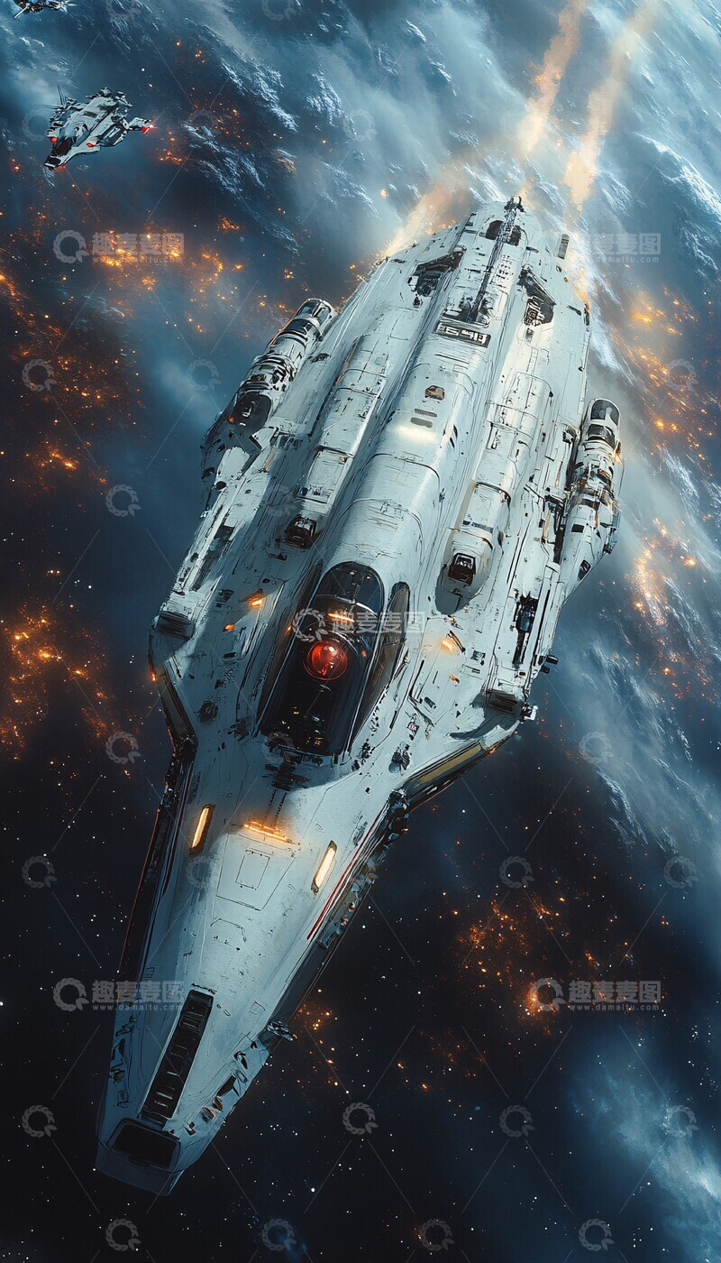 高清大图下载【趣麦麦图】蓝色白色太空船2