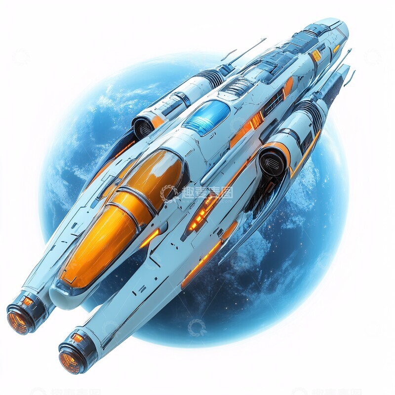 高清大图下载【趣麦麦图】飞船飞向蓝色星球1