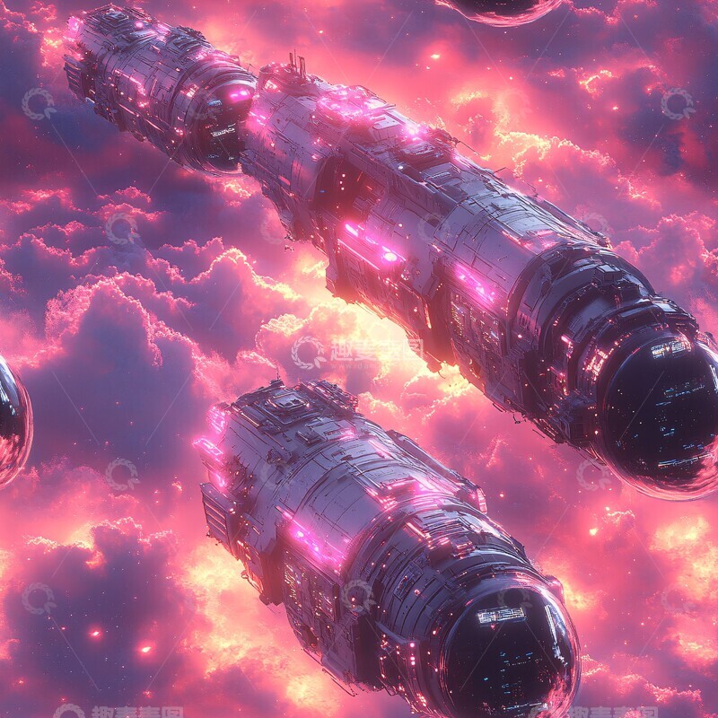 高清大图下载【趣麦麦图】粉色紫色太空舱
