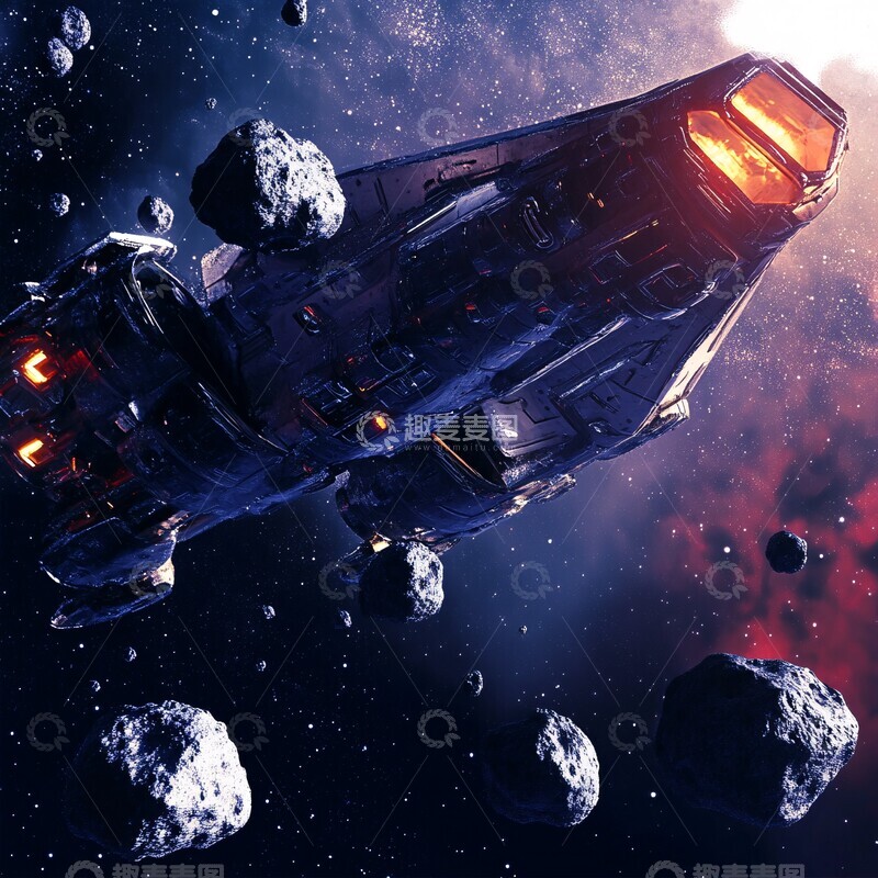 高清大图下载【趣麦麦图】太空飞船与小行星2