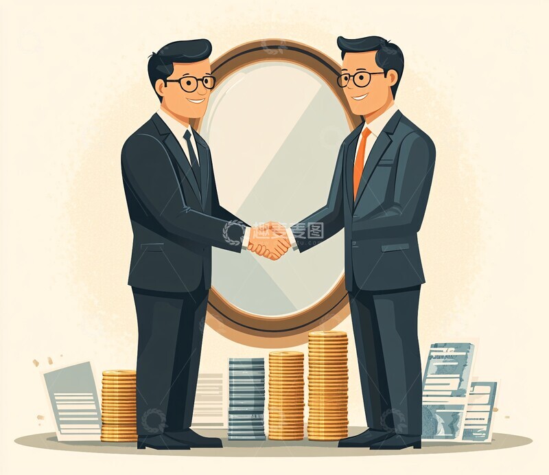 高清大图下载【趣麦麦图】商人握手镜前2