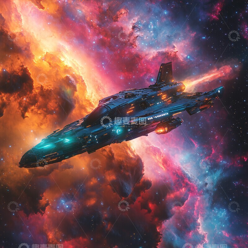 高清大图下载【趣麦麦图】太空船穿越星云3