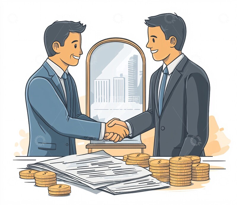 高清大图下载【趣麦麦图】商人握手镜前3