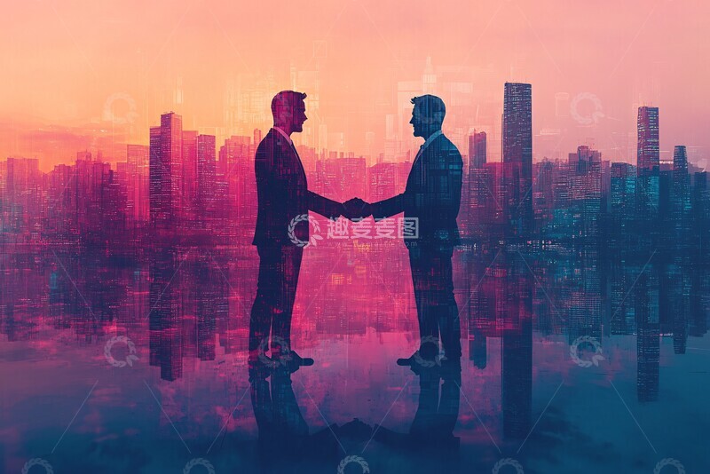 高清大图下载【趣麦麦图】两人握手商业背景2