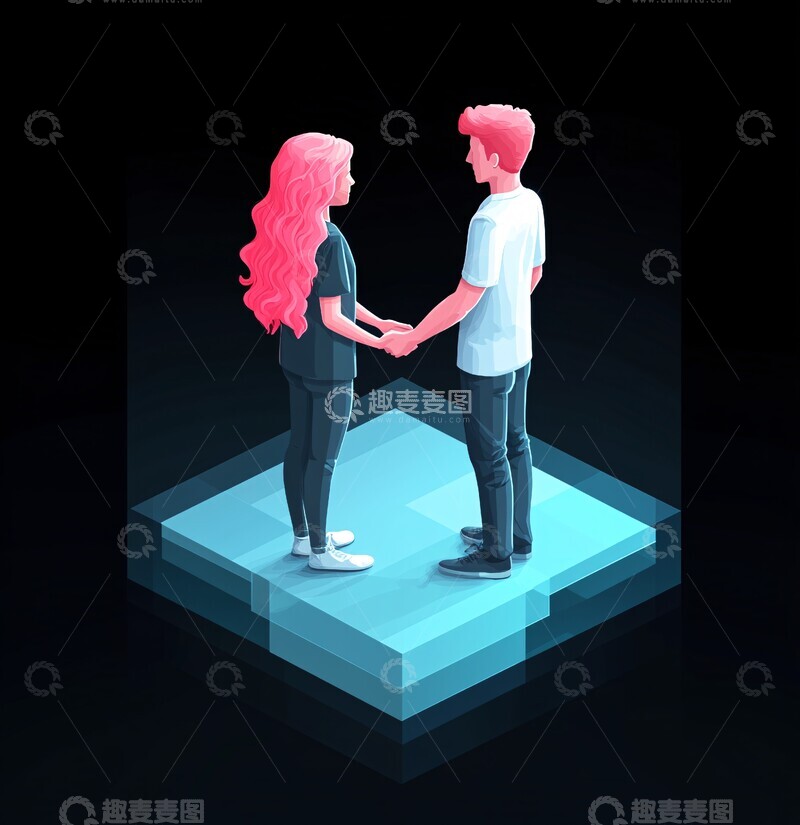高清大图下载【趣麦麦图】两人握手两人握手办公室2