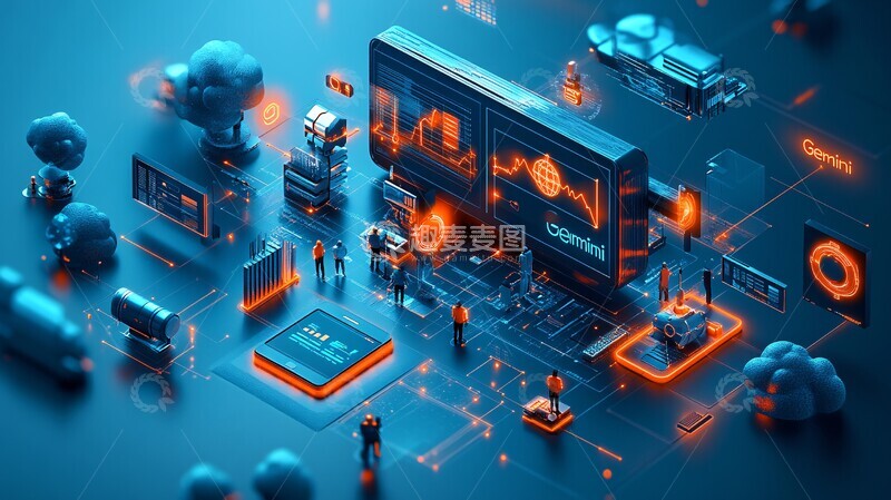 高清大图下载【趣麦麦图】双子机器人与智能符号3