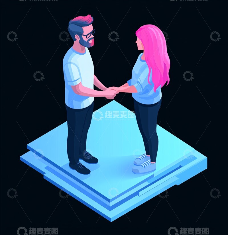 高清大图下载【趣麦麦图】两人握手两人握手办公室1