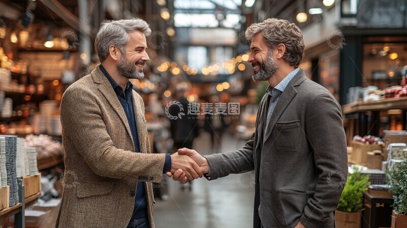 高清大图下载【趣麦麦图】股东与创始人握手1