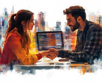 办公桌前握手交流2