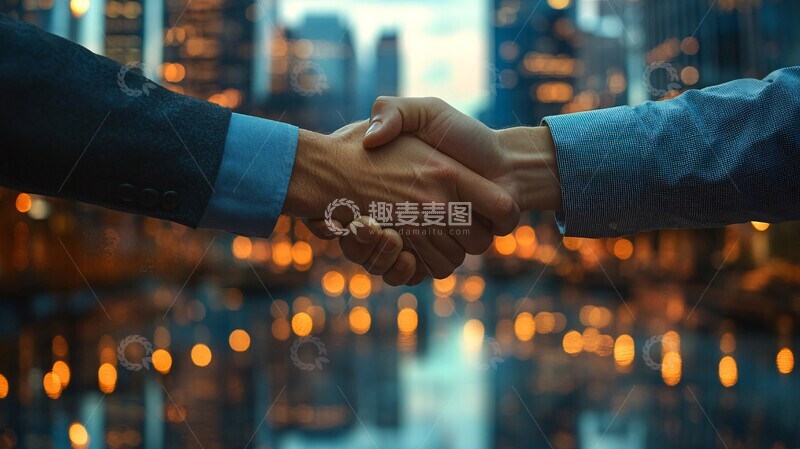 高清大图下载【趣麦麦图】股东与创始人握手