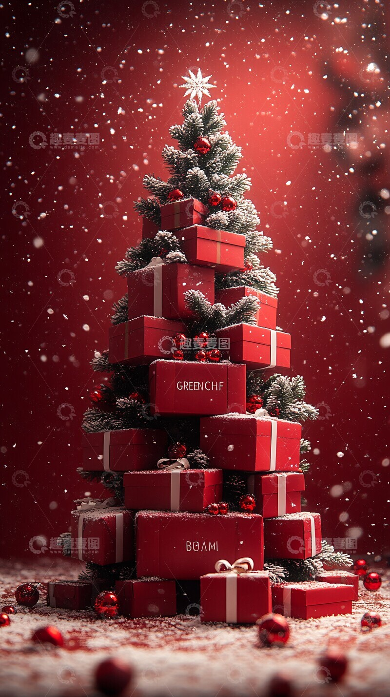 高清大图下载【趣麦麦图】红礼盒圣诞树3